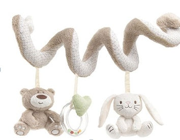 Plush Rabbit and Bear Hanging Rattle Toy