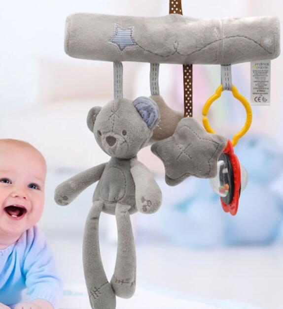 Plush Rabbit and Bear Hanging Rattle Toy