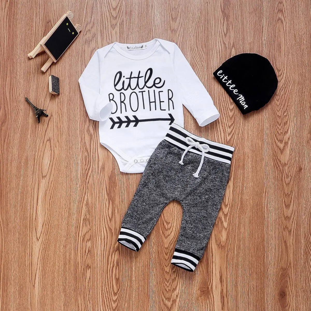 3Pcs Newborn Long Sleeve Little Brother Matching Set