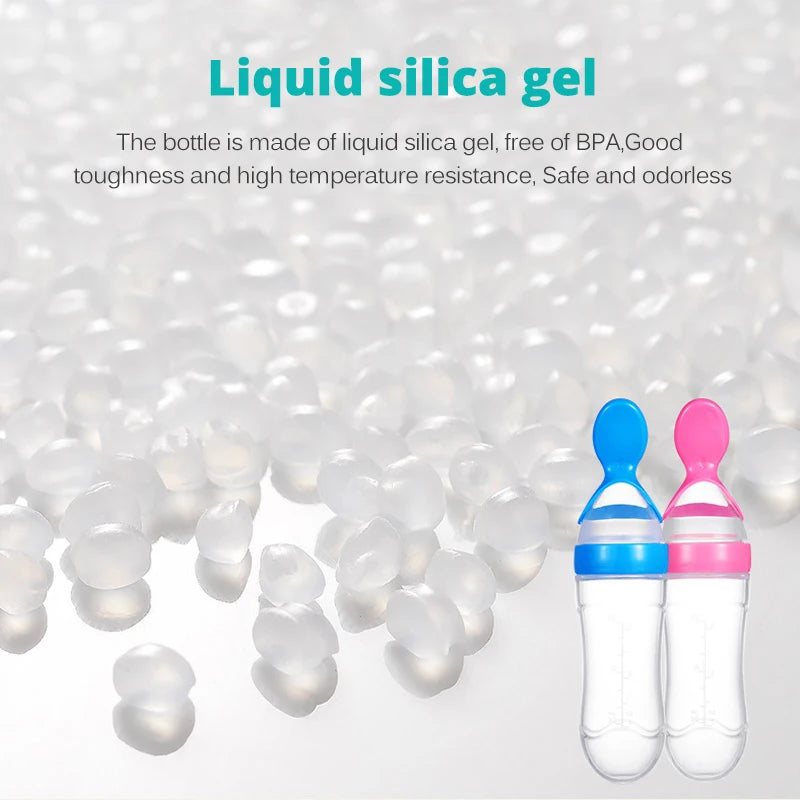 Silicone Baby Bottle with Spoon for Food Supplements