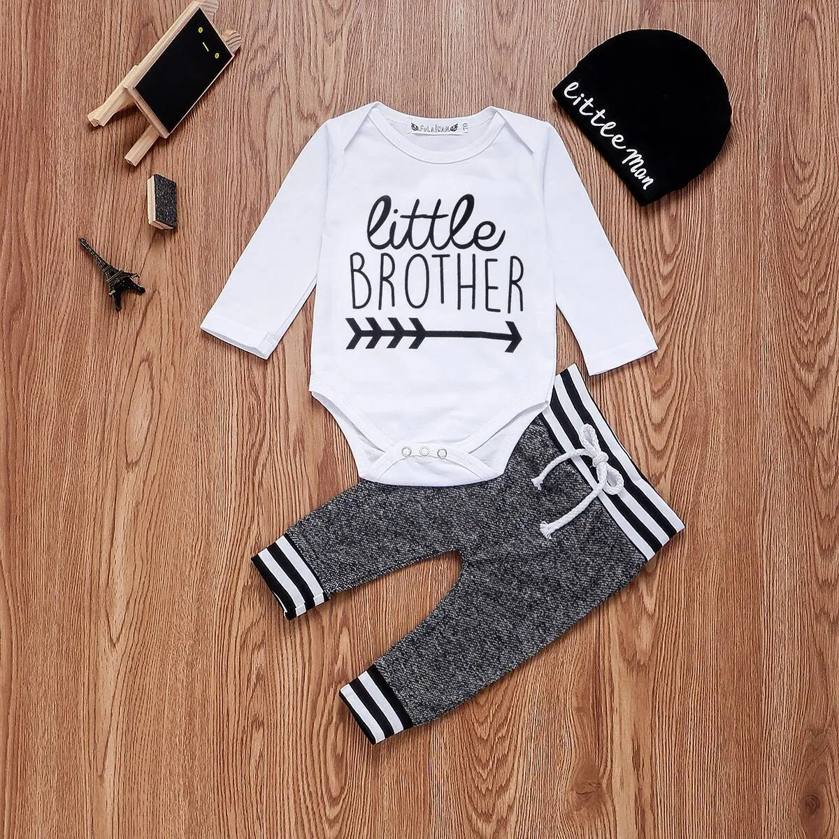 3Pcs Newborn Long Sleeve Little Brother Matching Set