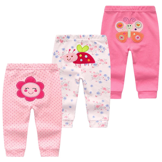 3ct Pack Cartoon Print Baby and Toddler Bottoms 3M-24M