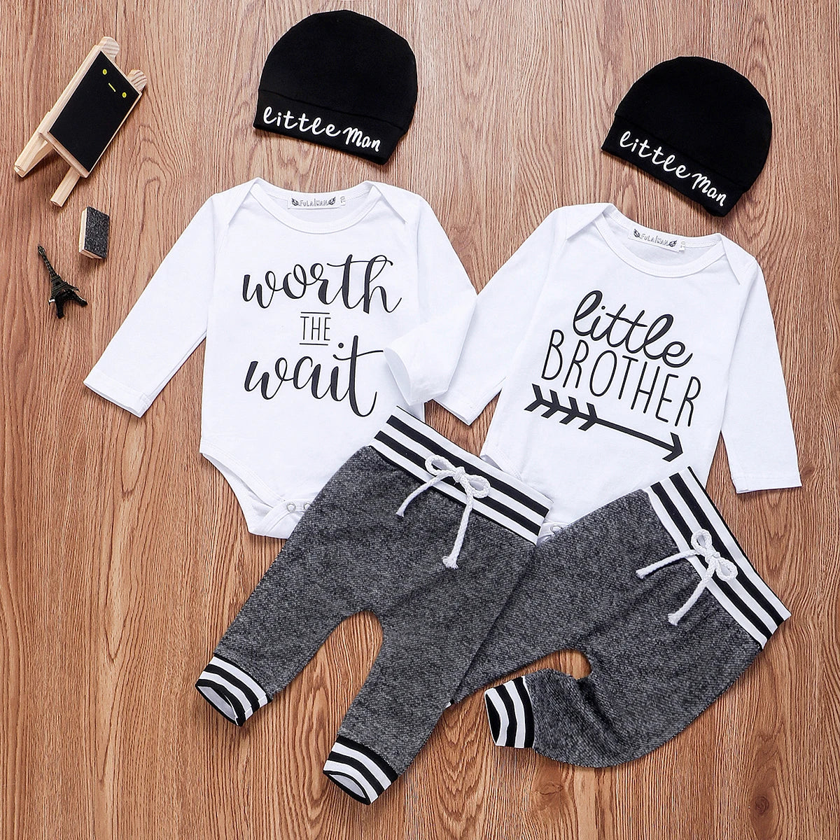 3Pcs Newborn Long Sleeve Little Brother Matching Set