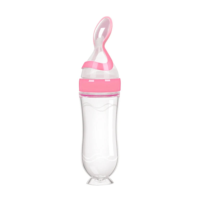 Silicone Baby Bottle with Spoon for Food Supplements