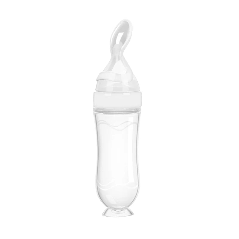 Silicone Baby Bottle with Spoon for Food Supplements