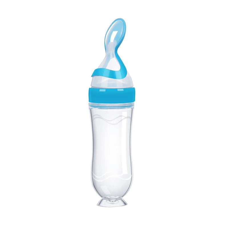 Silicone Baby Bottle with Spoon for Food Supplements