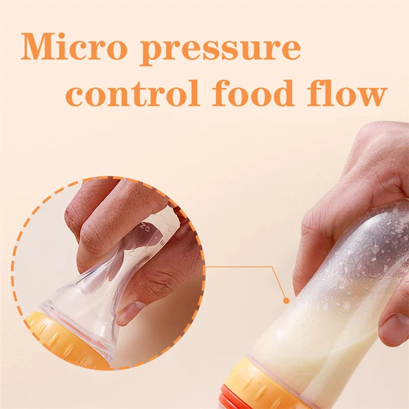 Silicone Baby Bottle with Spoon for Food Supplements