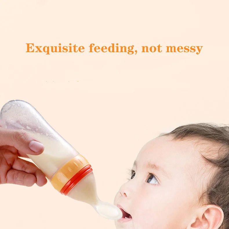 Silicone Baby Bottle with Spoon for Food Supplements