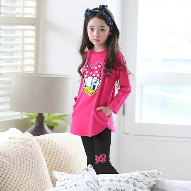 Toddler Girls' Stylish Long-sleeved and Leggings Matching Sets