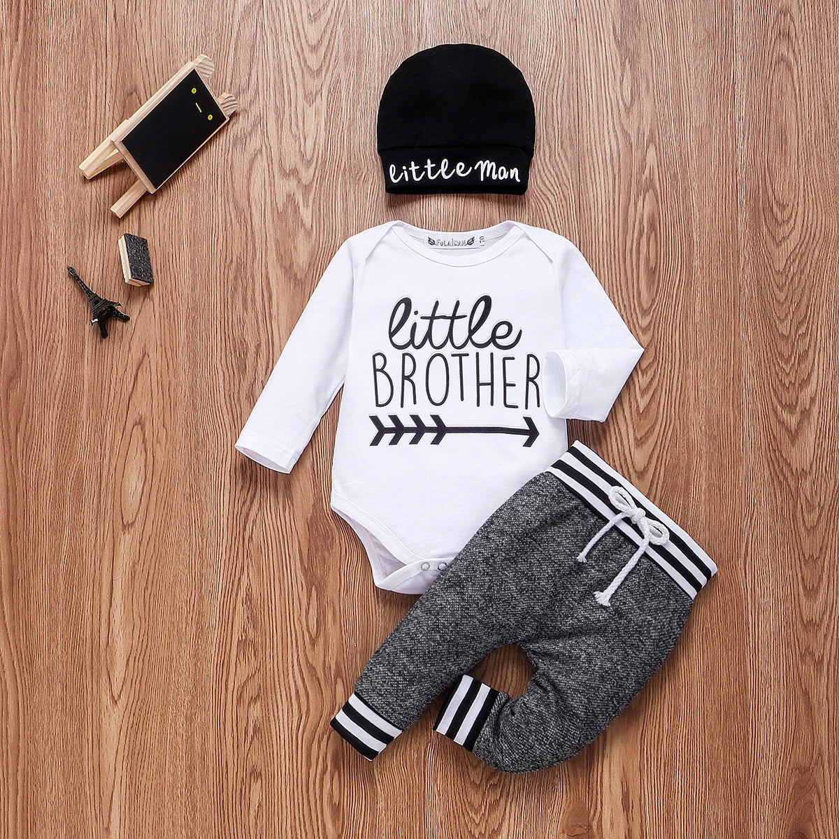 3Pcs Newborn Long Sleeve Little Brother Matching Set