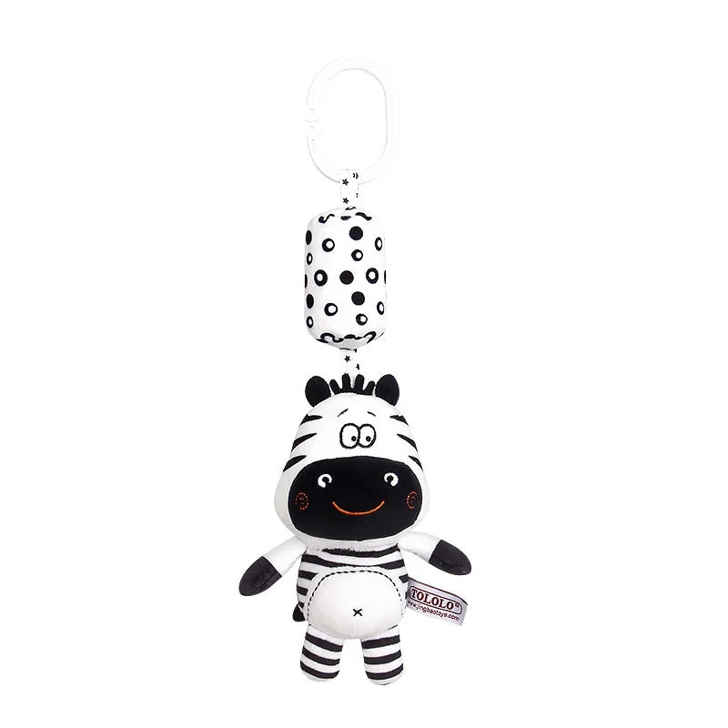 Black and White Hanging Plush Animal Rattle Toy