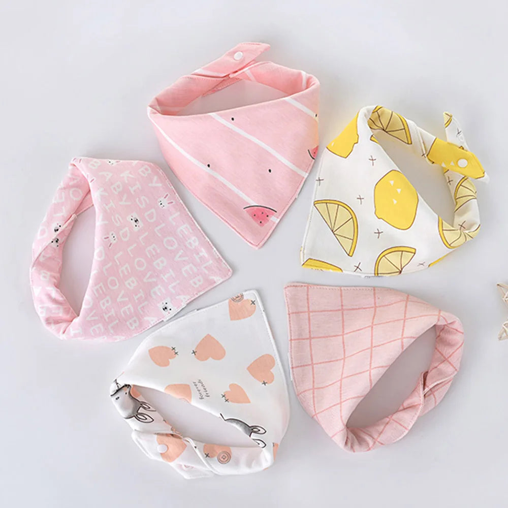 5Pcs Baby Bandana Bibs – Soft & Absorbent Cotton Saliva Towels