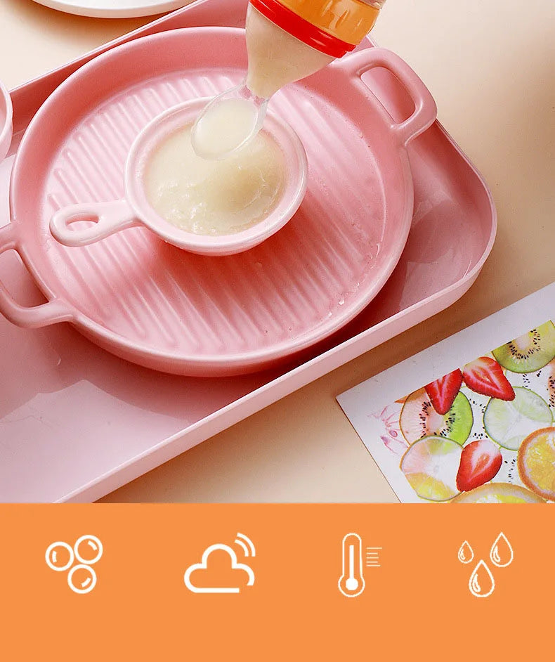 Silicone Baby Bottle with Spoon for Food Supplements