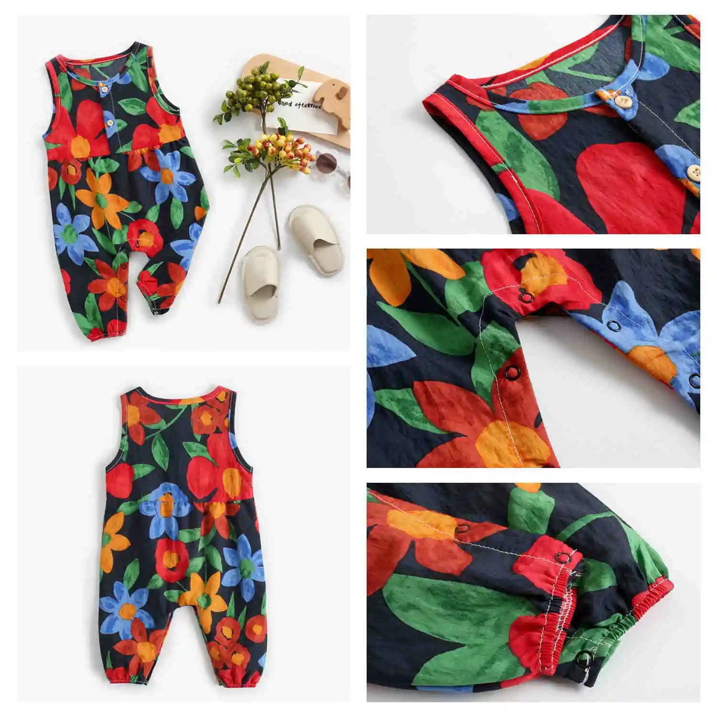 Sanlutoz Floral Girls Sleeveless Summer Bodysuit 0M-3T