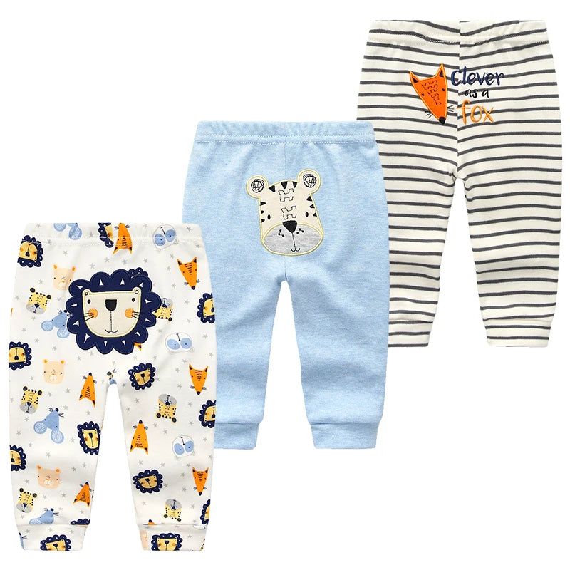 3ct Pack Cartoon Print Baby and Toddler Bottoms 3M-24M