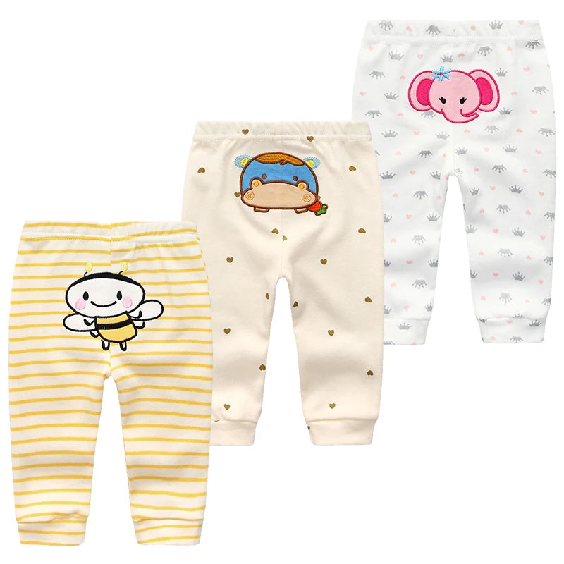 3ct Pack Cartoon Print Baby and Toddler Bottoms 3M-24M