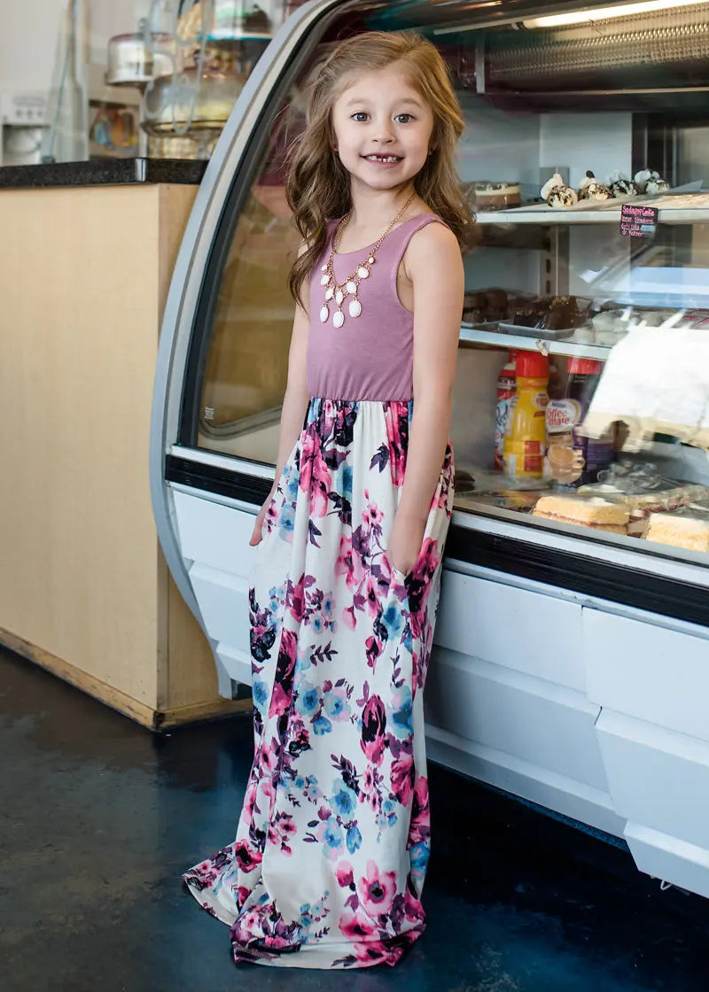 Mother and Daughter Matching Floral Long Dress