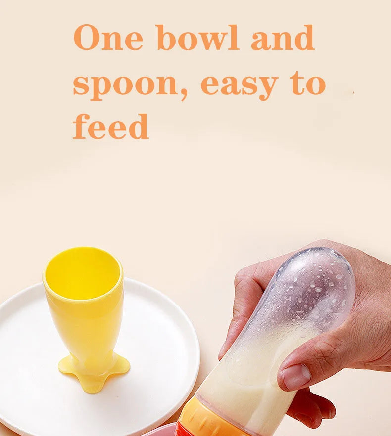 Silicone Baby Bottle with Spoon for Food Supplements