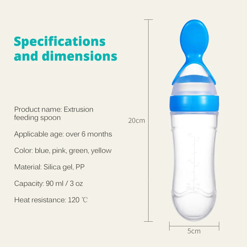 Silicone Baby Bottle with Spoon for Food Supplements