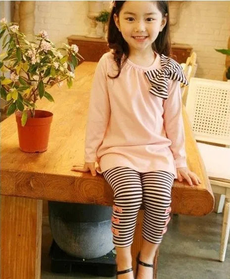 Toddler Girls' Stylish Long-sleeved and Leggings Matching Sets