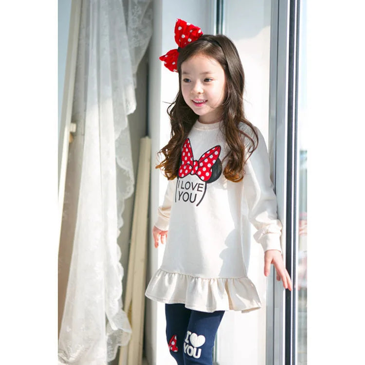 Toddler Girls' Stylish Long-sleeved and Leggings Matching Sets