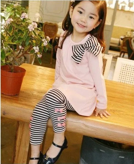 Toddler Girls' Stylish Long-sleeved and Leggings Matching Sets