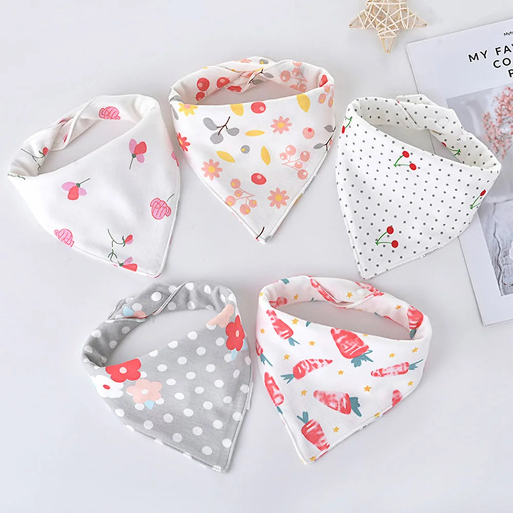 5Pcs Baby Bandana Bibs – Soft & Absorbent Cotton Saliva Towels