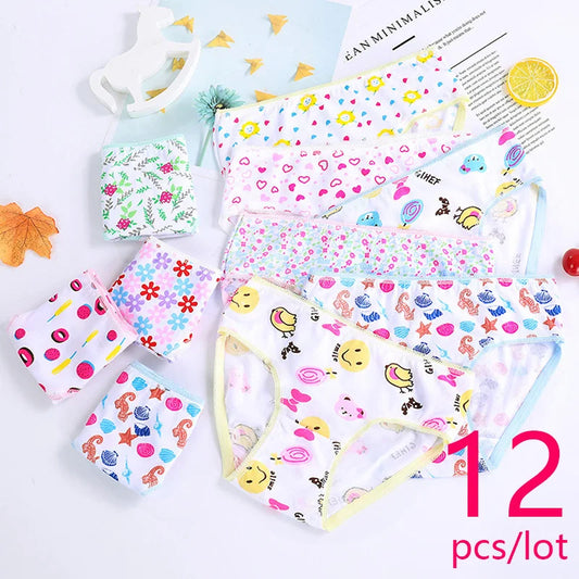 12-Piece Girls Cotton Underwear