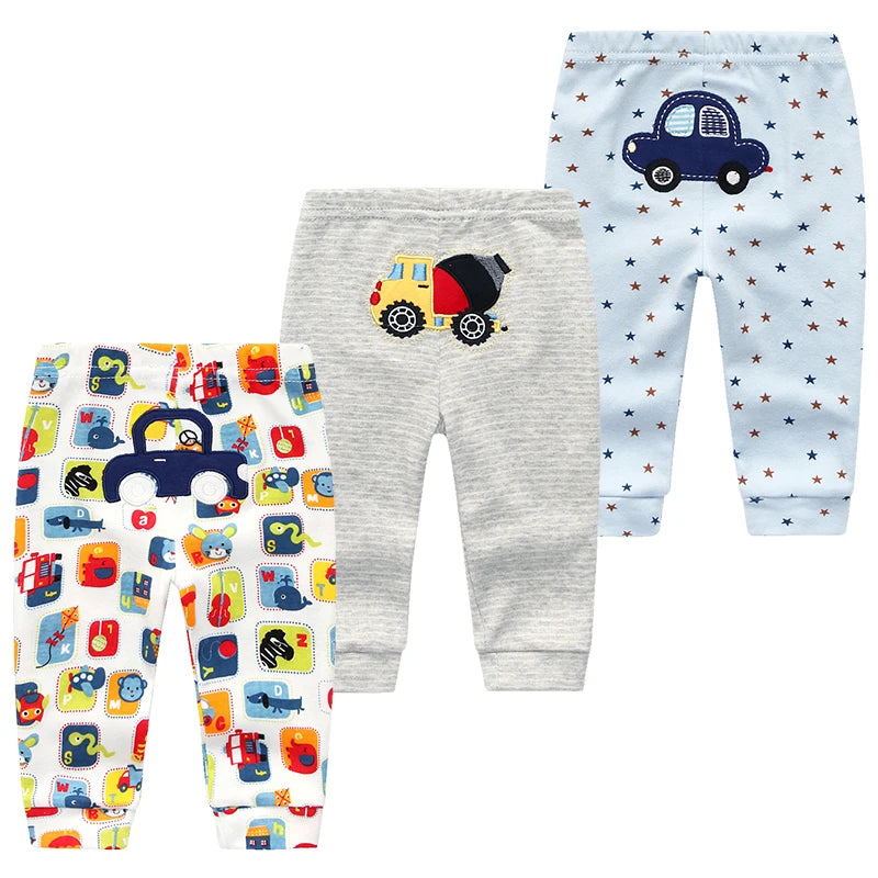 3ct Pack Cartoon Print Baby and Toddler Bottoms 3M-24M