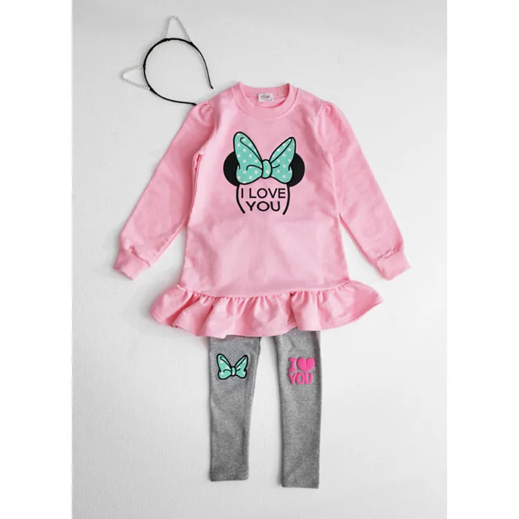 Toddler Girls' Stylish Long-sleeved and Leggings Matching Sets