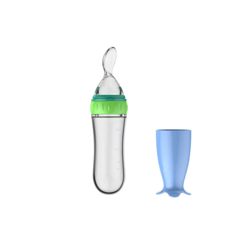 Silicone Baby Bottle with Spoon for Food Supplements