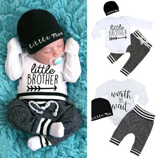 3Pcs Newborn Long Sleeve Little Brother Matching Set