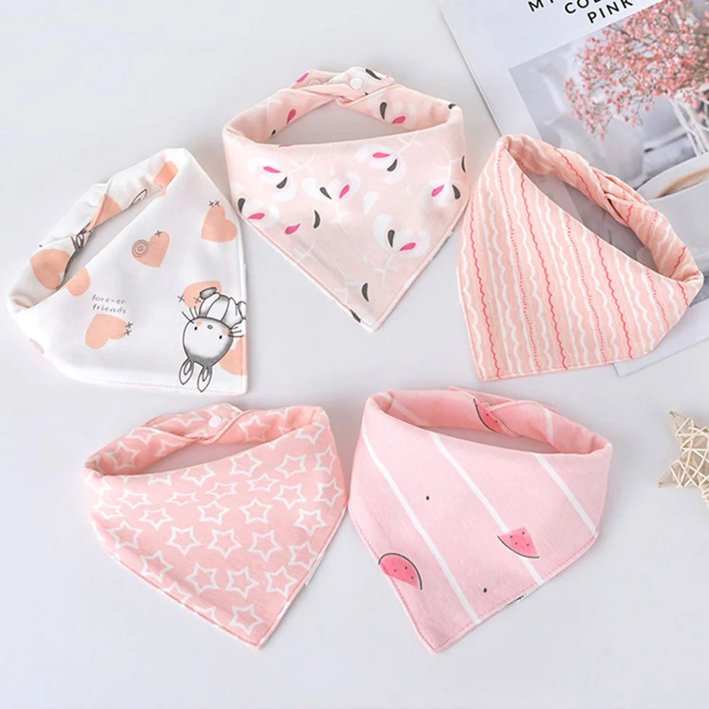 5Pcs Baby Bandana Bibs – Soft & Absorbent Cotton Saliva Towels