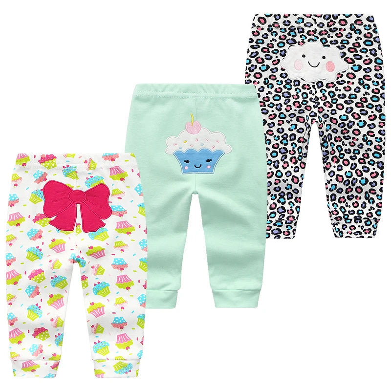 3ct Pack Cartoon Print Baby and Toddler Bottoms 3M-24M