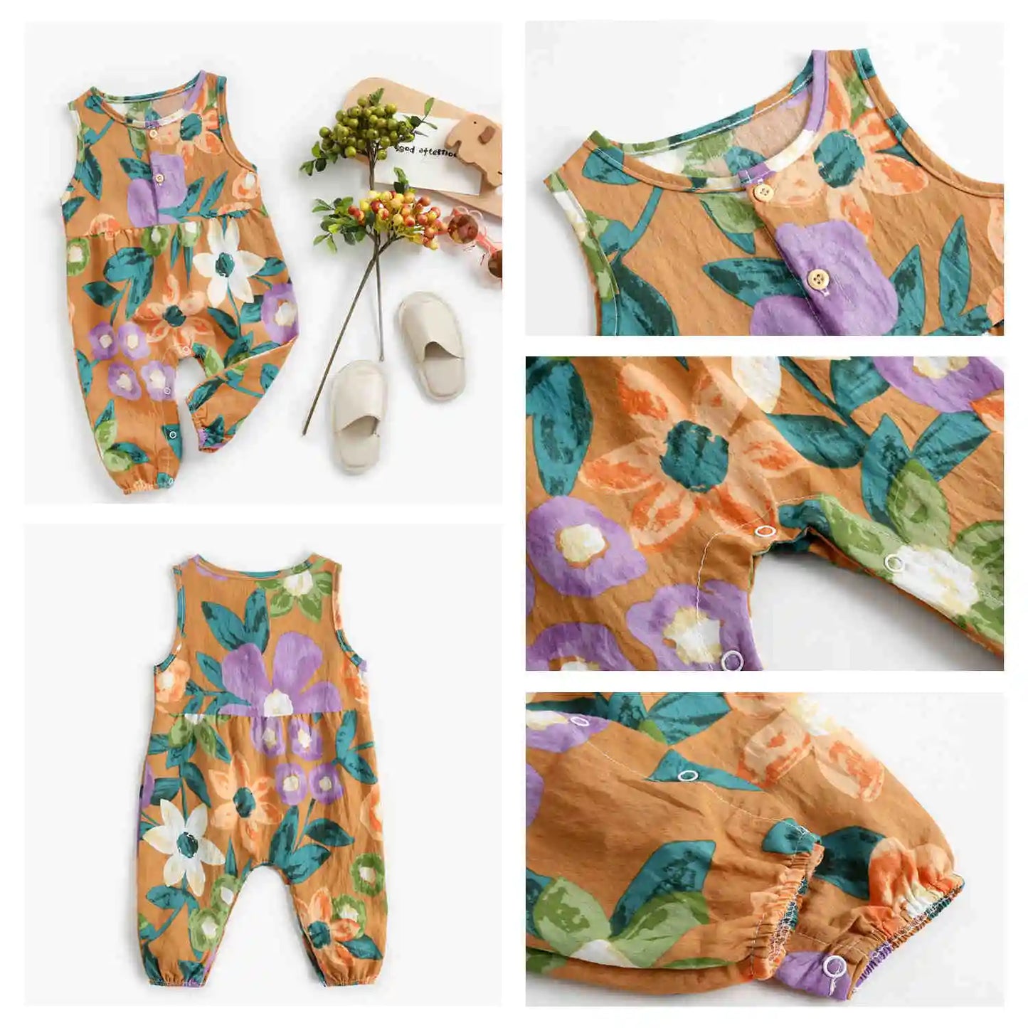 Sanlutoz Floral Girls Sleeveless Summer Bodysuit 0M-3T