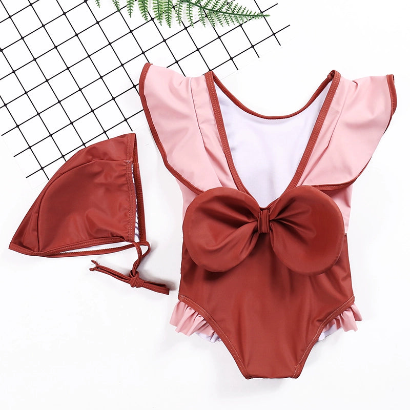 Girls' Old-Fashioned One-piece Swimsuit with Ruffles