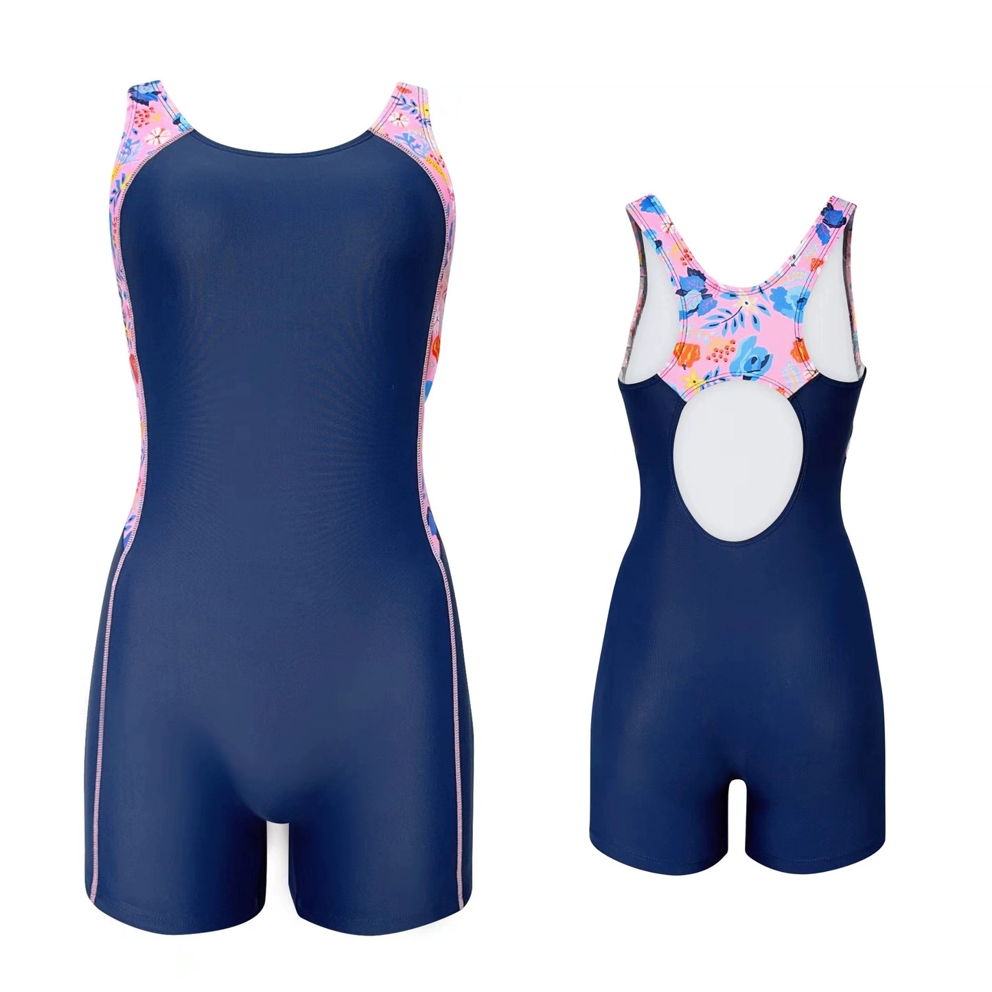 Girls' One-Piece Boxer Sports Swimsuit