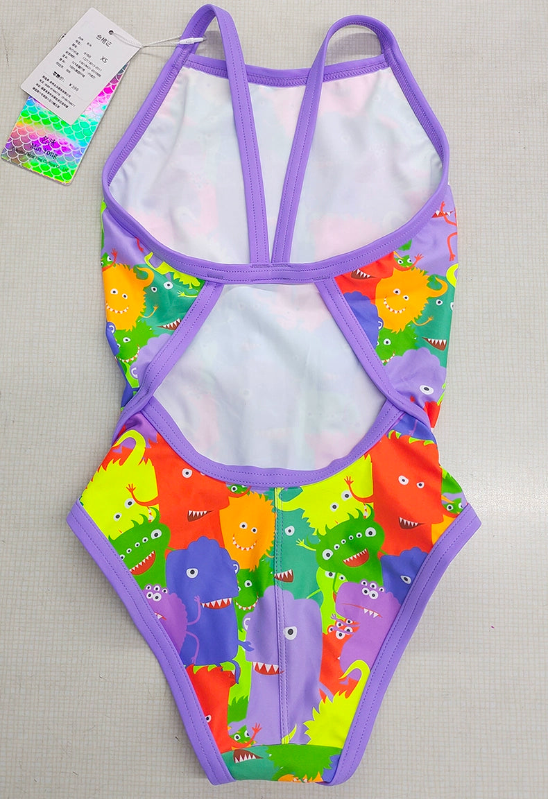 Girls' Spaghetti Strap Open Back Swimsuit