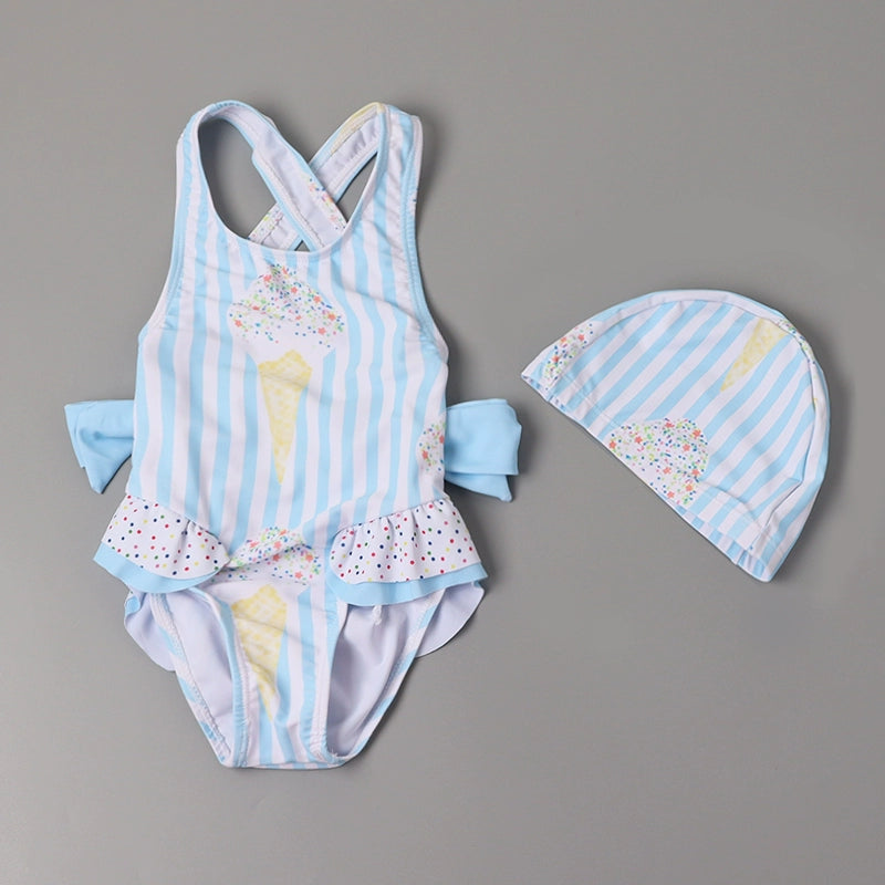 Girls' One-Piece Swimsuit with Bows