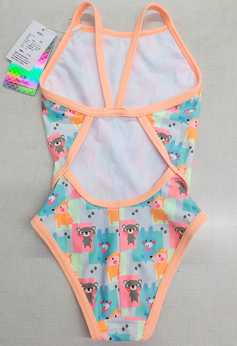 Girls' Spaghetti Strap Open Back Swimsuit