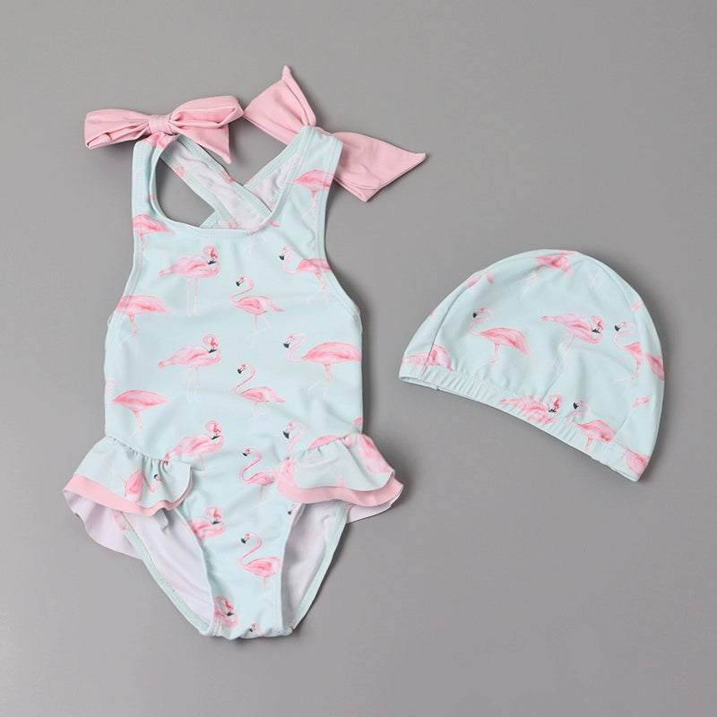 Girls' One-Piece Swimsuit with Bows