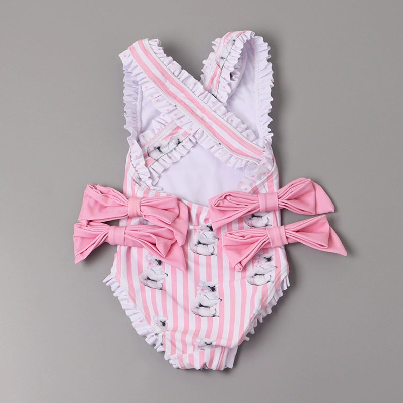 Girls' One-Piece Swimsuit with Bows