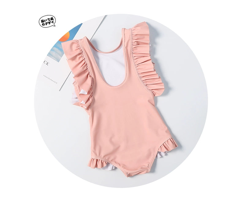 Girls' Old-Fashioned One-piece Swimsuit with Ruffles