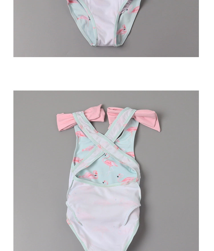 Girls' One-Piece Swimsuit with Bows