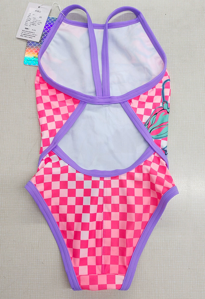 Girls' Spaghetti Strap Open Back Swimsuit