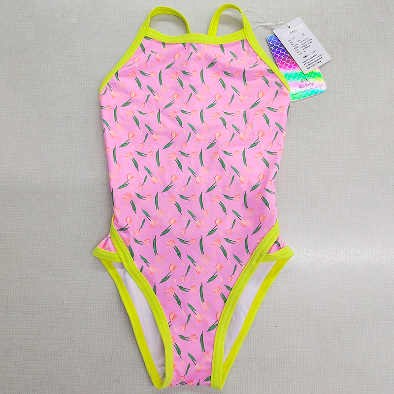 Girls' Spaghetti Strap Open Back Swimsuit