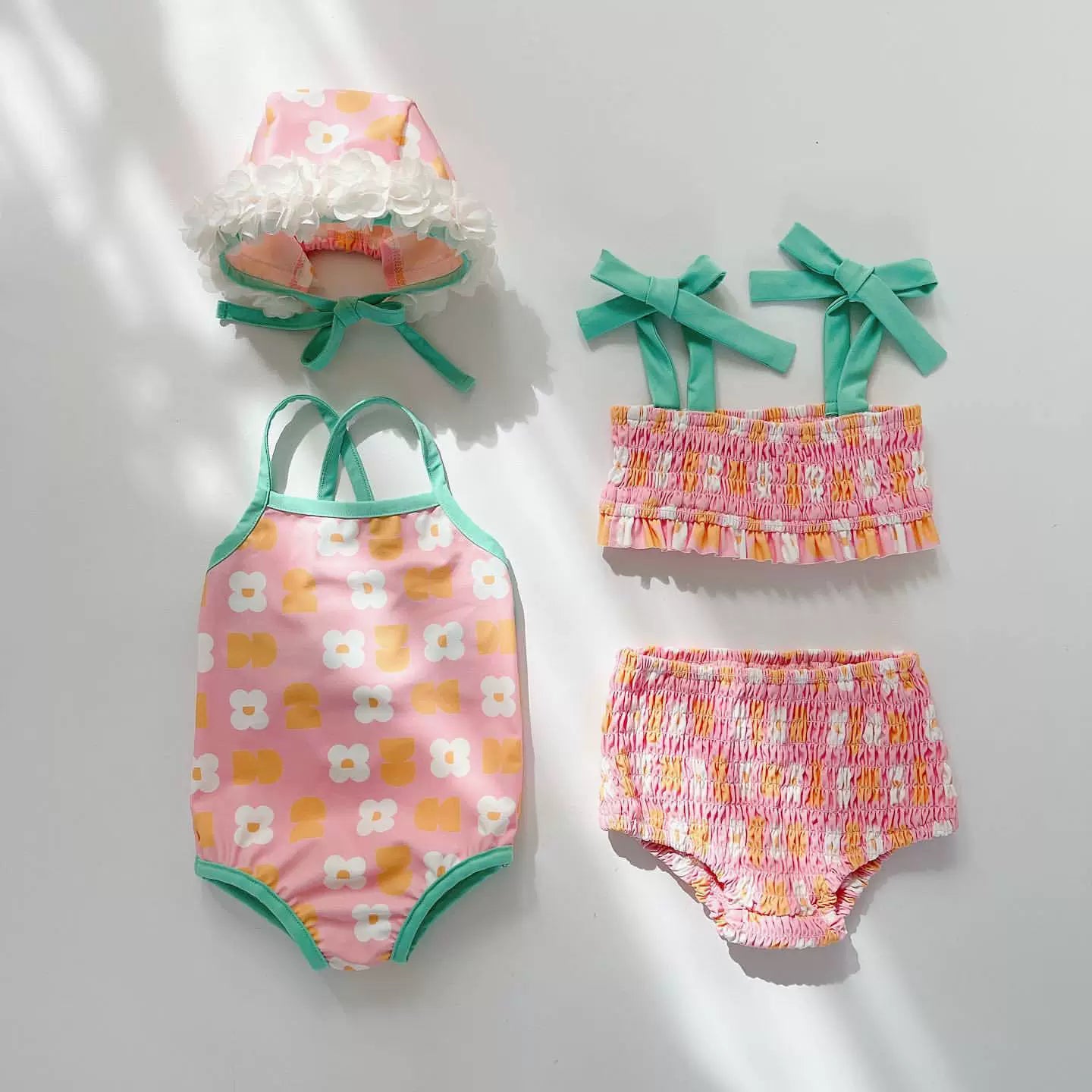 Girls' Spaghetti Strap with Matching Bottoms Swimsuit