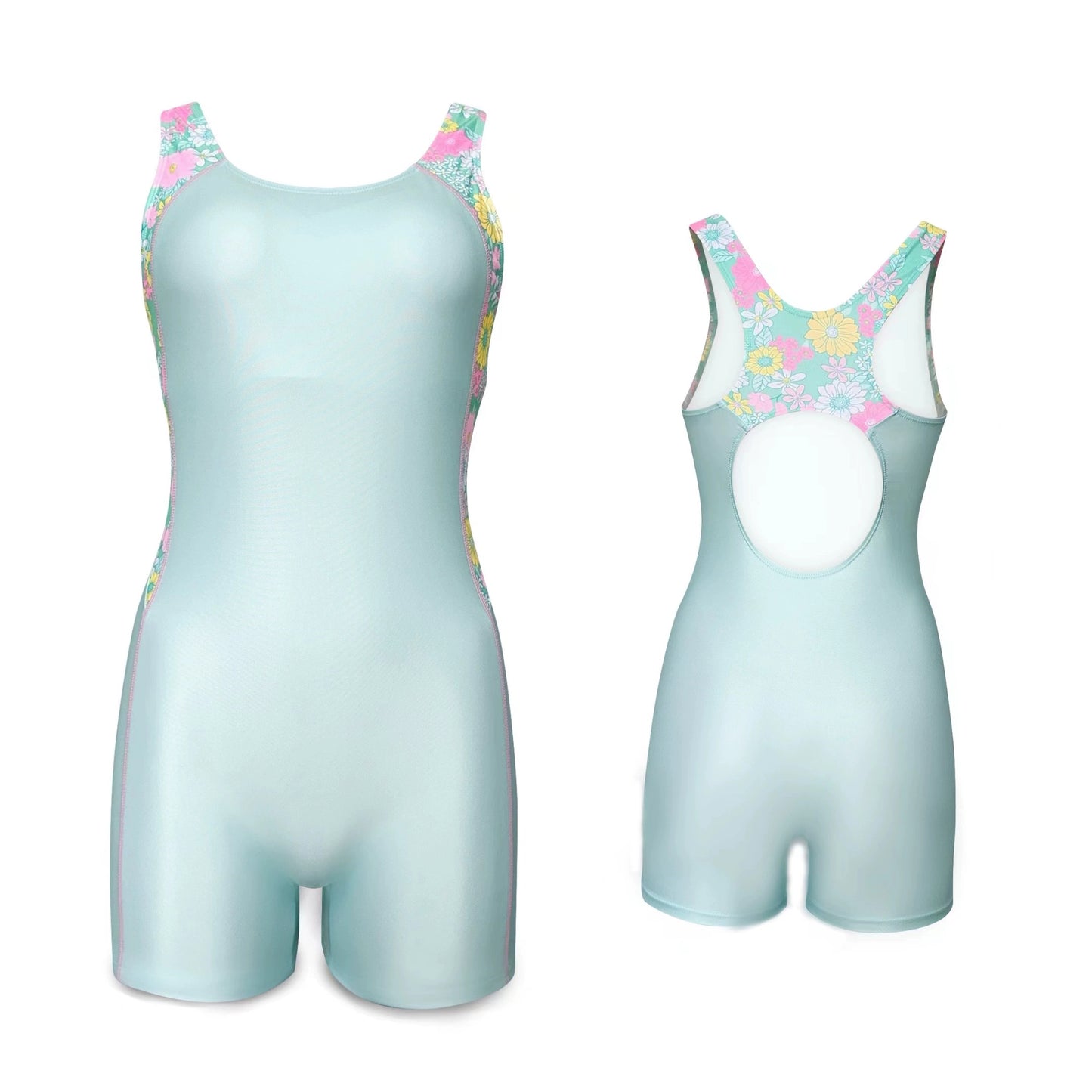 Girls' One-Piece Boxer Sports Swimsuit