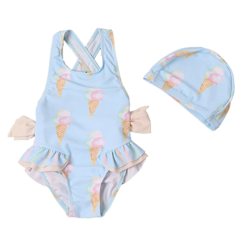 Girls' One-Piece Swimsuit with Bows