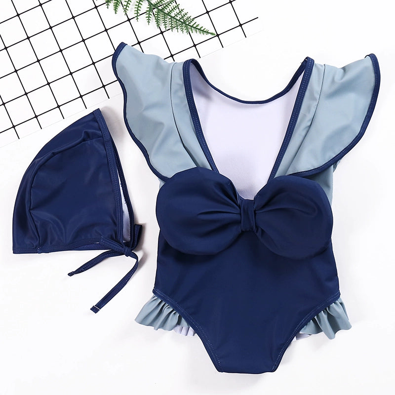 Girls' Old-Fashioned One-piece Swimsuit with Ruffles